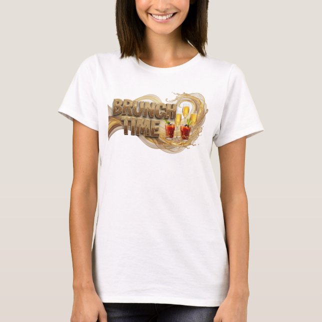 Artistic Orange BRUNCH TIME Shirt Design (Front)