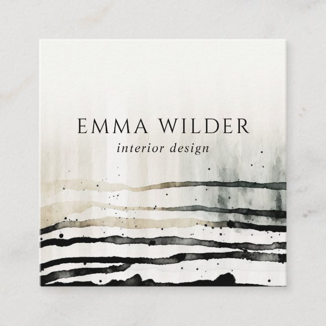 Artistic Organic Watercolor Shapes  Square Business Card (Front)