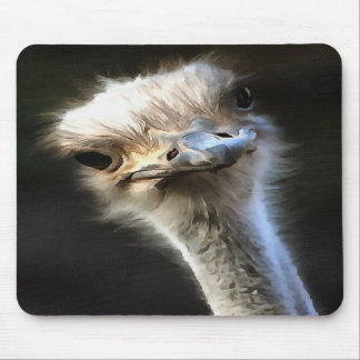 Artistic Ostrich Portrait With Goofy Expression Mouse Mat