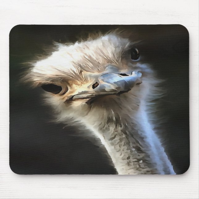 Artistic Ostrich Portrait With Goofy Expression Mouse Mat (Front)