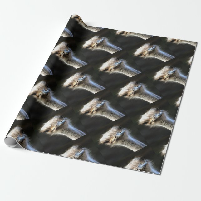 Artistic Ostrich Portrait With Goofy Expression Wrapping Paper (Unrolled)