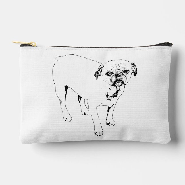 Artistic Outlined Dog Brings Joy To Routine Accessory Pouch (Front)
