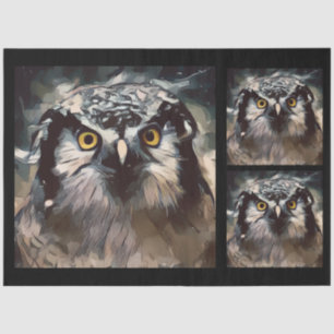 Artistic Owl Watercolor 20x30  Decoupage  Tissue Paper