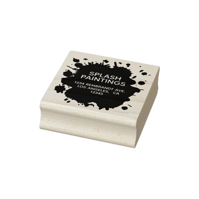 Artistic Paint Splash Blot - Artsy Return Address Rubber Stamp (Stamp)