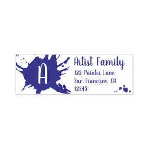 Artistic Paint Splash Monogram Return Address Self-inking Stamp