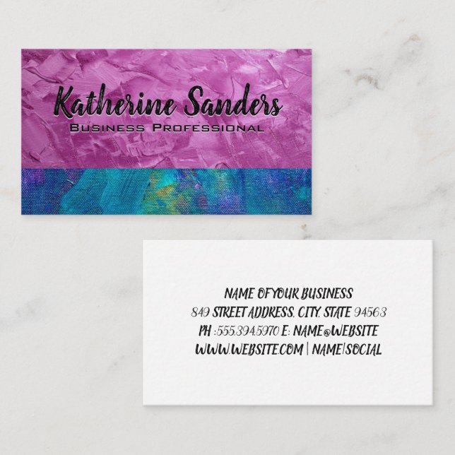 Artistic Paint Stroke Background Business Card (Front/Back)