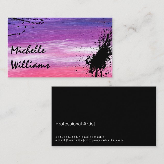 Artistic Paint Stroke | Paint Splatter Business Card (Front/Back)