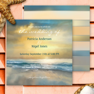 Artistic Painted Coast Beach Wedding Invitation