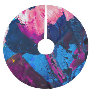Artistic painted texture, modern decor. brushed polyester tree skirt