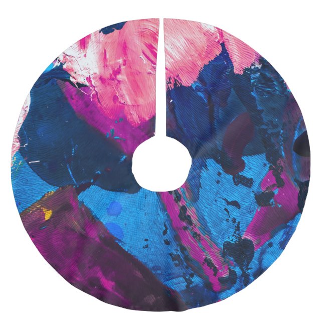 Artistic painted texture, modern decor. brushed polyester tree skirt (Front)