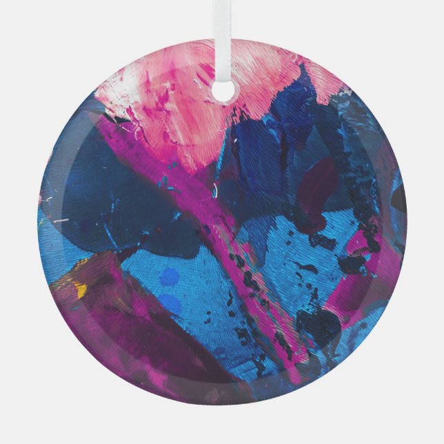 Artistic painted texture, modern decor. glass tree decoration (Front)