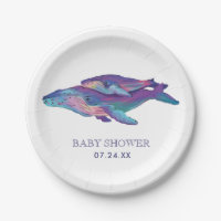 Artistic Painted Whale with Calf Baby Shower