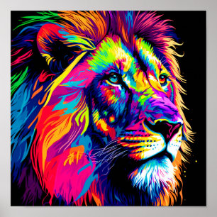 Artistic Painting Of A Lion Portrait Poster