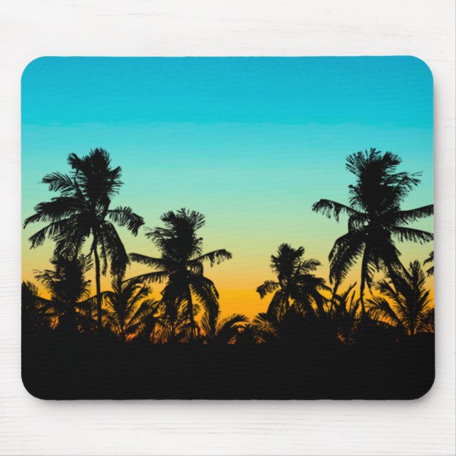 Artistic Palm Trees Beach Tropical Sunset Holidays Mouse Mat (Front)