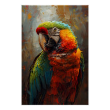 Artistic Parrot Portrait – Vibrant Oil Painting