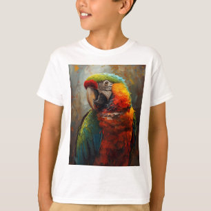 Artistic Parrot Portrait – Vibrant Oil Painting T-Shirt