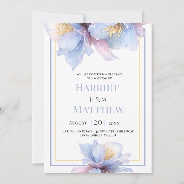 Artistic Pastel Botanical Florals Wedding Invitation (Front)