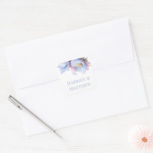 Artistic Pastel Botanical Florals Wedding Square Sticker