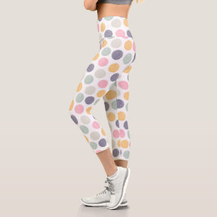 artistic pastel colourful polka dot pattern capri leggings