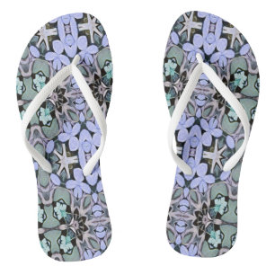 Artistic Pastel Green Periwinkle Abstract Pattern Flip Flops