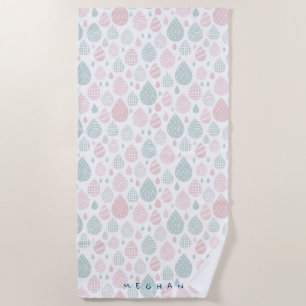 Artistic Pastel Raindrops Monogram Beach towel