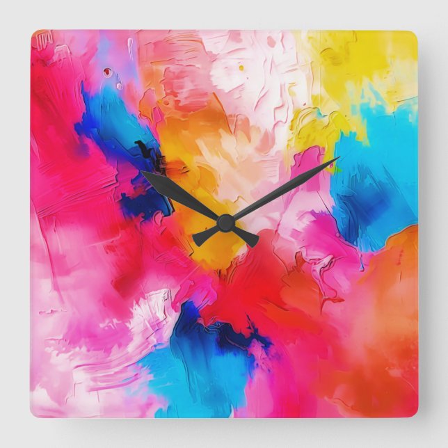  artistic patches  - modern square wall clock (Front)