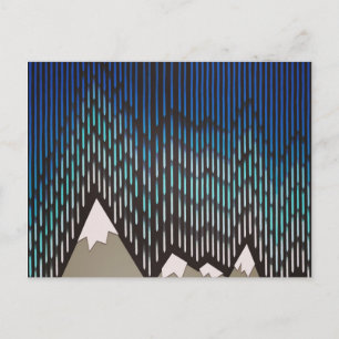 Artistic Pattern Blue Rainy Shaped Mountains Print Postcard