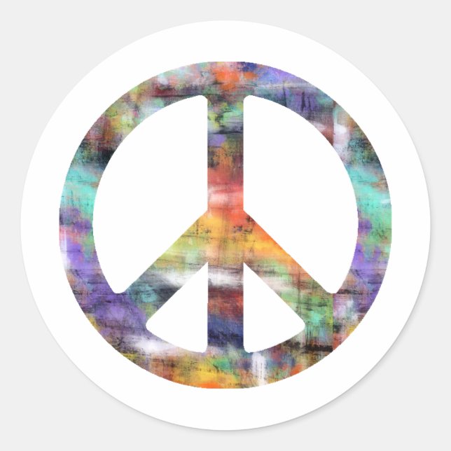 Artistic Peace Sign Classic Round Sticker (Front)