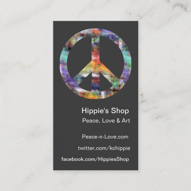 Artistic Peace Sign Custom Business Cards (Front)