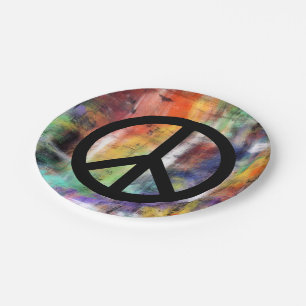Artistic Peace Sign Paper Plate