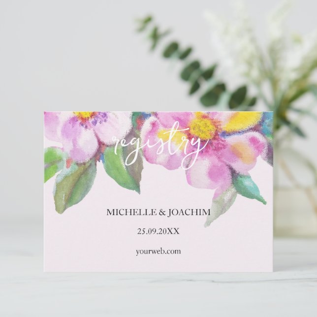 Artistic Peach Flowers Watercolor Art Enclosure Card (Standing Front)