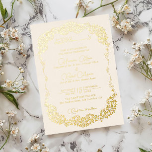 Artistic Pearl Crème Floral Paisley Muslim Wedding