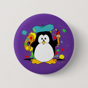 Artistic Penguin Cartoon 6 Cm Round Badge