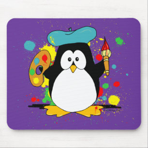 Artistic Penguin Mouse Mat