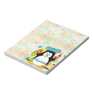 Artistic Penguin Painter Personalise Notepad