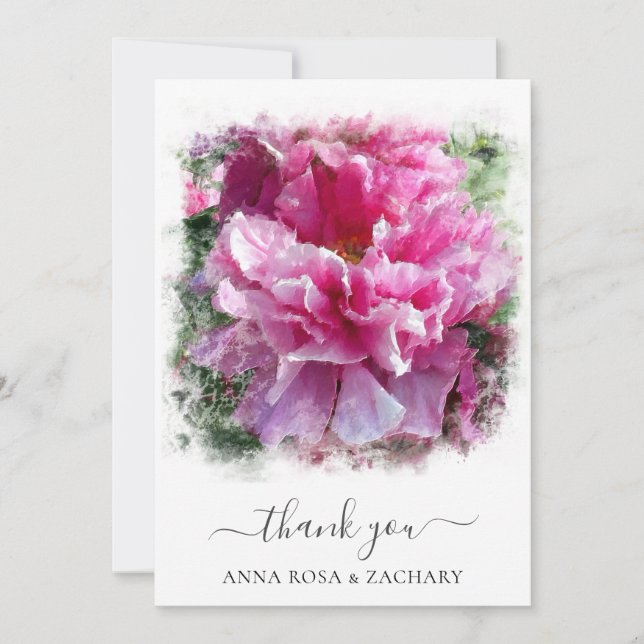 *~* Artistic Peony Painting Thank You Card AR1 (Front)