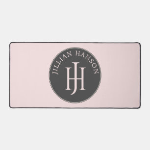 Artistic Personal Monogram Name Logo Blush Pink Desk Mat