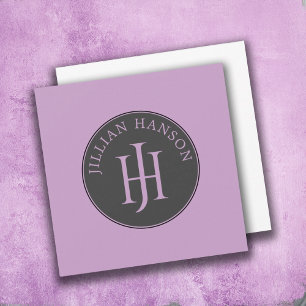 Artistic Personal Monogram Name Logo Lilac  Card