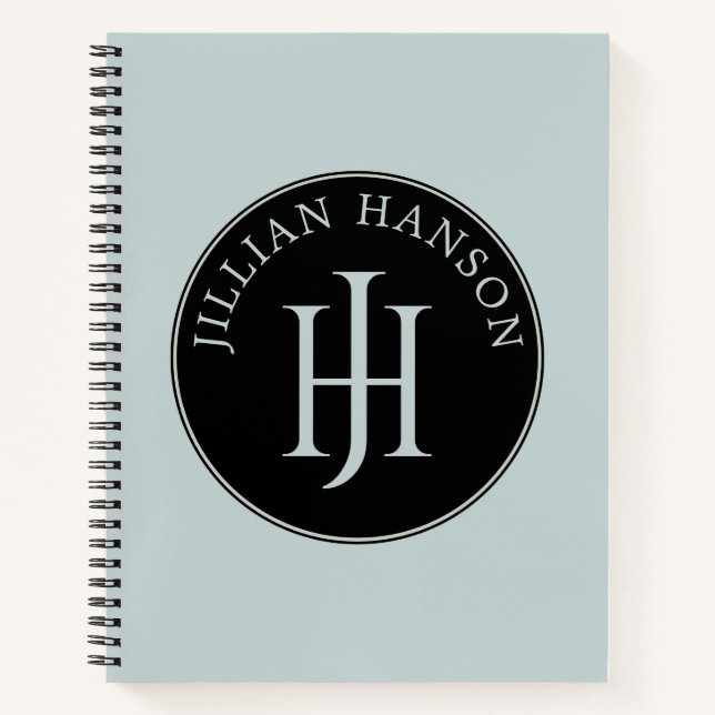 Artistic Personal Monogram Name Logo Smoky Blue Notebook (Front)