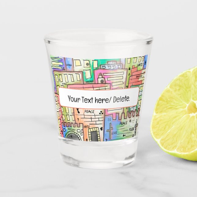 Artistic personalised colourful   shot glass (Front)