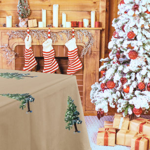 Artistic Pine Tree Watercolor Pattern Christmas Tablecloth