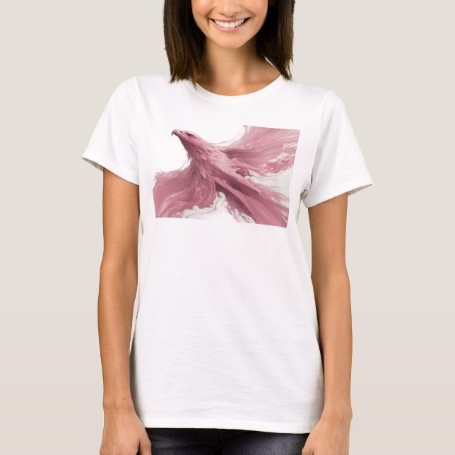 Artistic Pink Abstract Eagle Creative Print T-Shirt (Front)