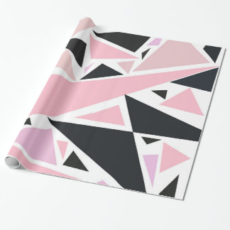 Artistic pink black abstract triangles pattern wrapping paper
