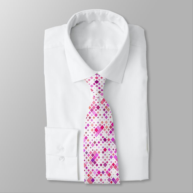 Artistic Pink Blocks Mens Tie (Tied)