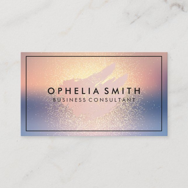 Artistic Pink Brushed | Glitter Blend Background Business Card (Front)