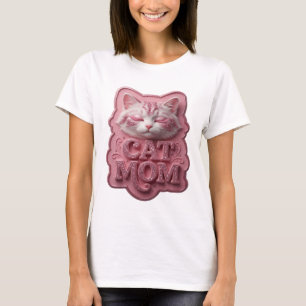 Artistic Pink CAT MOM 3D Text Art T-Shirt