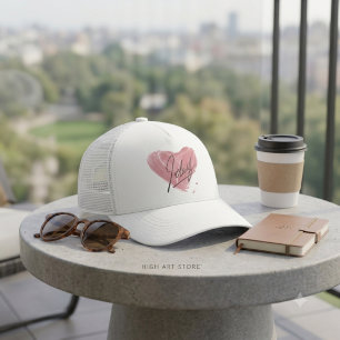Artistic Pink Heart Cap