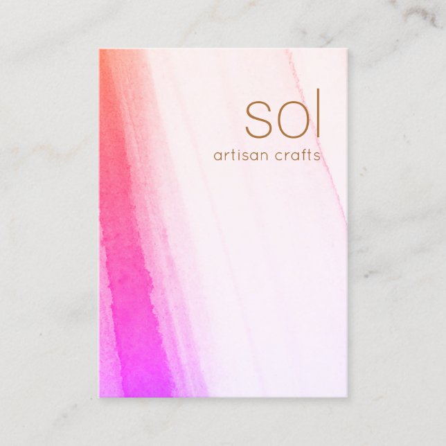 Artistic Pink Magenta Watercolor Business Card (Front)