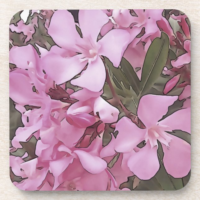 Artistic Pink Oleander Coaster (Front)