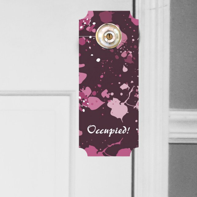 Artistic Pink Paint Splatter Your Text Door Hanger (Artistic Pink Paint Splatter Your Text Door Hanger)